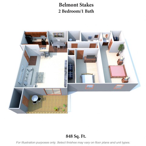 2 Bed 1 Bath Floor Plan at Steeplechase Apartments, Loveland, 45140